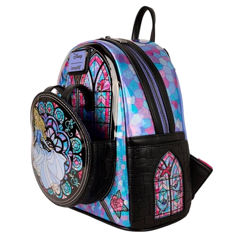Loungefly Disney Princess Stained Glass: Sleeping Beauty Mini-Backpack NWT - Picture 2 of 5